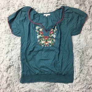 Matty M Embroidered Shirt Anthropologie Size XS